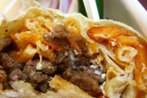 Mexican red bean wraps with cheese and sour cream